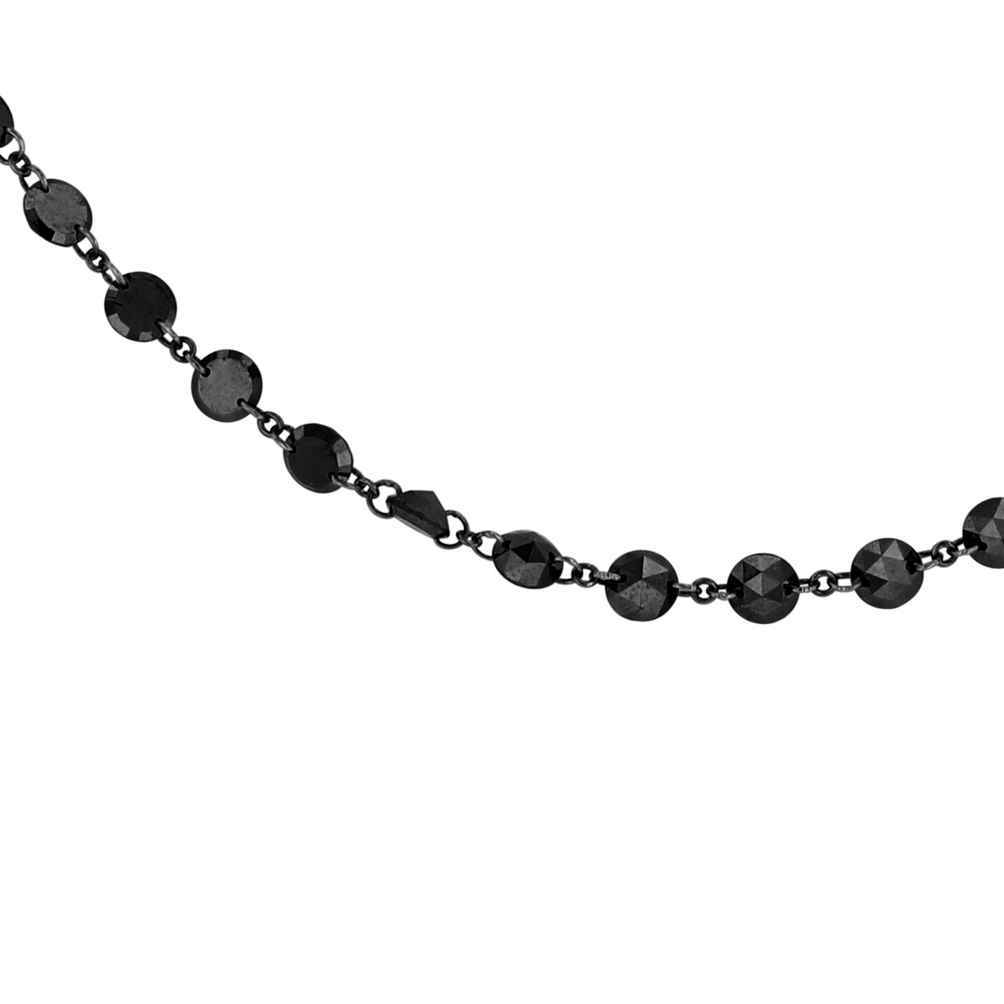 Image of 64Facets Black Rose Cut Diamond Chain Necklace in Platinum dipped in rhodium